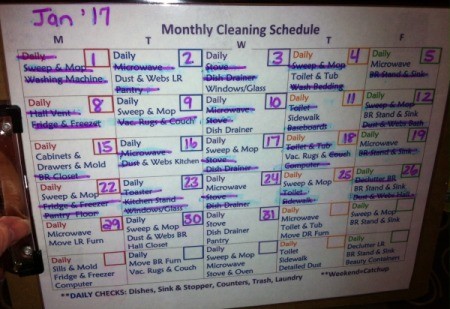 Keep Up With Household Chores By Creating a Cleaning Schedule - chores marked off as completed