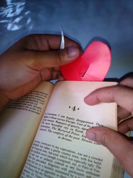 Valentine Bookmark - hook bookmark over page