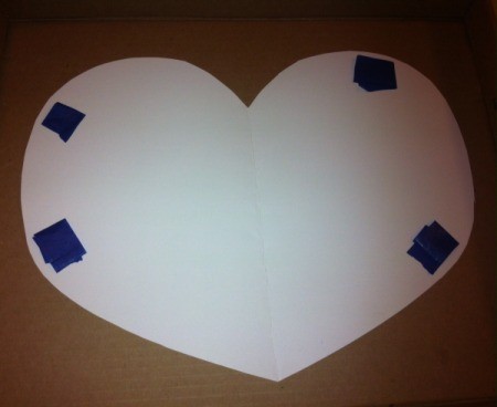 Marble-Painted Heart - place accordion folded painter's tape on back of heart and stick down in box