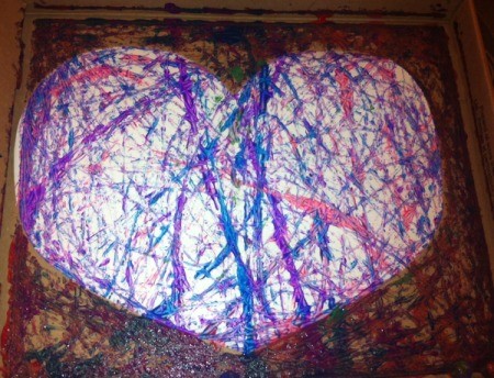 Marble-Painted Heart - heart after multiple colors painted on