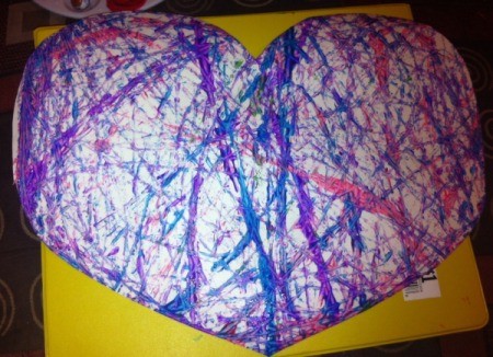 Marble-Painted Heart - remove heart from box and allow to dry