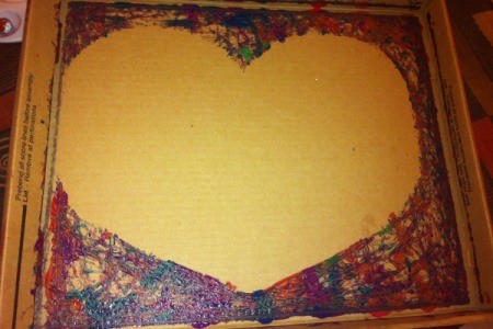Marble-Painted Heart - silhouette of heart left in bottom of box
