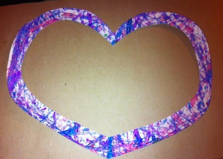 Marble-Painted Heart - trimmed edge of heart that could be used as a frame