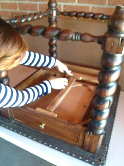 Recycled End Table as Canopy Pet Bed