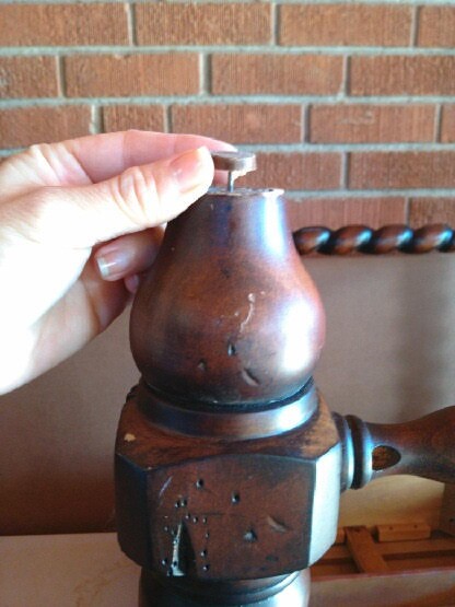 Recycled End Table as Canopy Pet Bed - removing leg casters