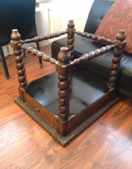 Recycled End Table as Canopy Pet Bed - optional platform on which to place pillow