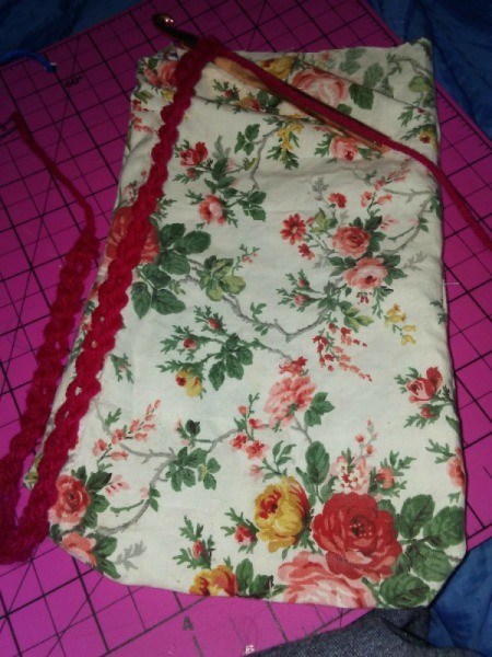 Small Fabric Bags with Crochet Drawstring - drawstring is 1.5 times the length of bag