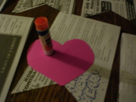 Valentine's Day Banner - glue heart to banner page