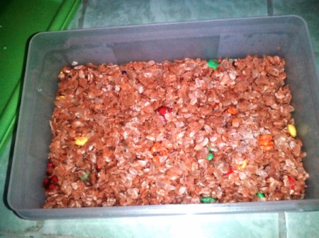 peanut butter mix in square pan