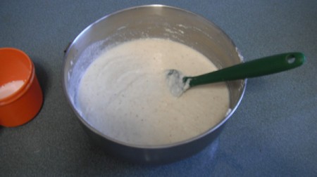 mixing milk and cornmeal