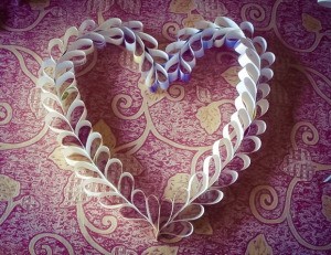 Upcycled Calendar Valentine's Heart Wreath - folded paper wreath