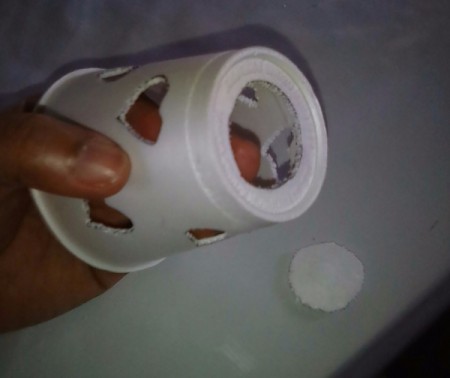 Heart Shapes Flashlight Cover - circle of Styrofoam cup removed