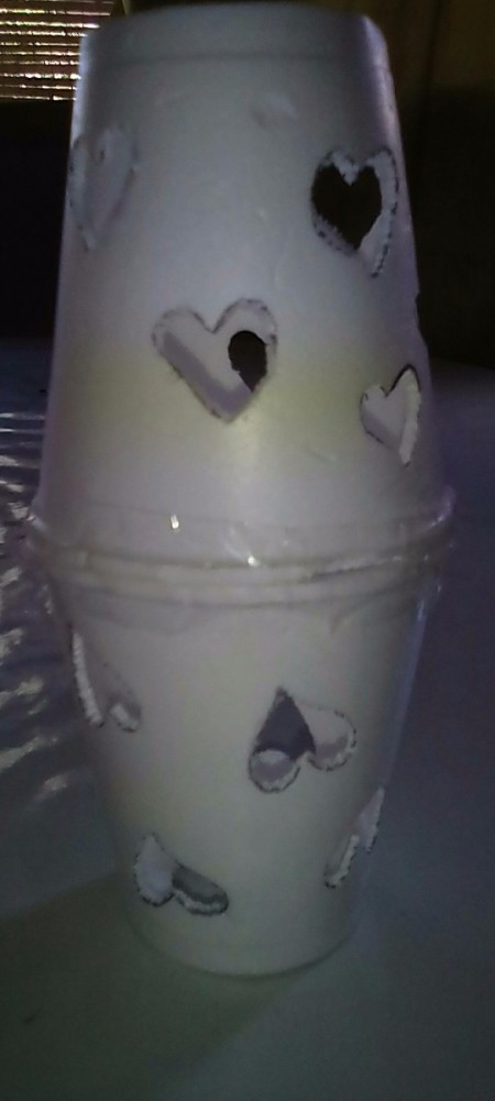 Heart Shapes Flashlight Cover - cups taped together