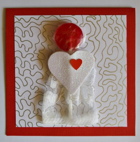 You Make My Heart Pop Valentine Card - add heart cut from white glitter foam sheet and leftover red cardstock