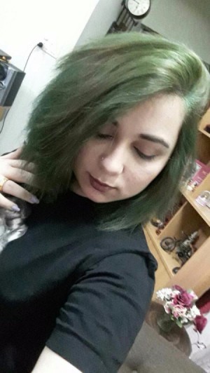 Adding Blue Hair to Previously Dyed Hair - girl with green hair