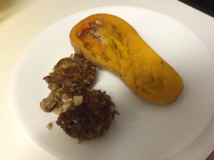 Mini Meatloaves on plate with squash