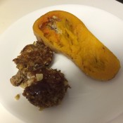 Mini Meatloaves on plate with squash