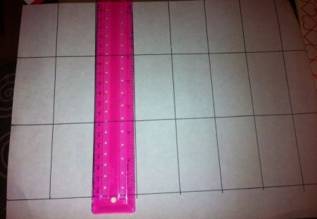 How to Make Pattern Strips - draw three lines of equal boxes on white paper