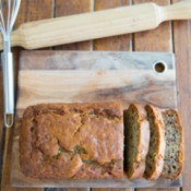 A loaf of banana applesauce quick bread.