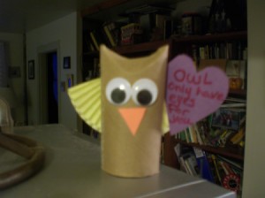 Owl Valentine - googly eye owl