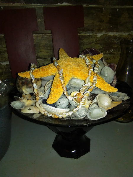 Simple Beach Centerpiece - wide shallow dish with shell collection