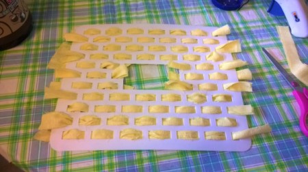 Sink Mat to Photo Frame - glue fabric overlap to back of frame