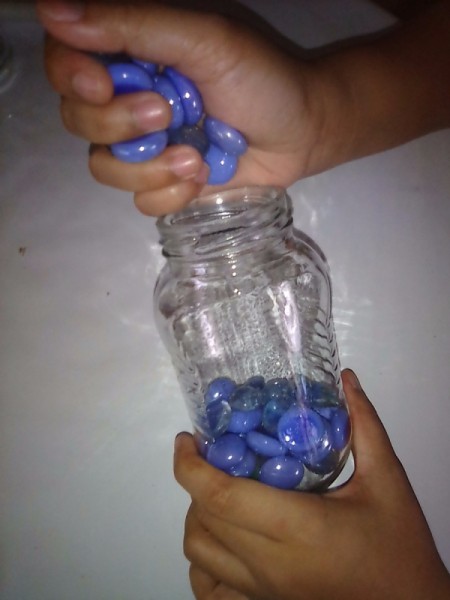 Glass Jar Candle Holder - adding decorative rocks to jar