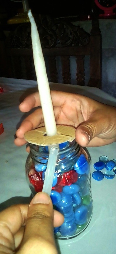 Glass Jar Candle Holder - glue cardboard circle to jar top