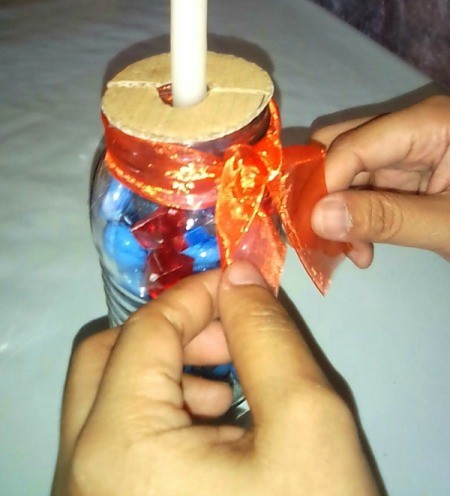 Glass Jar Candle Holder - attach ribbon and tie