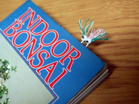 Hairy Monster Bookmarks - closed book with bookmark showing