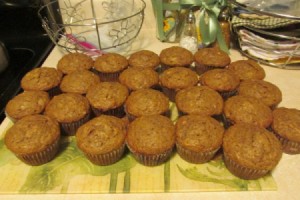 cooked muffins on tray