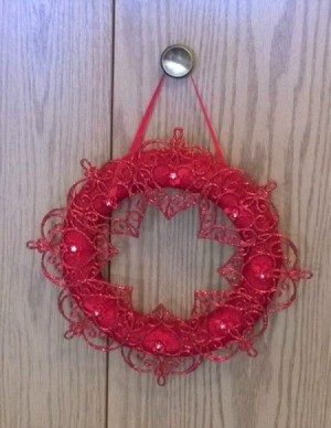 Romantic Wreath - wreath hanging on closet knob