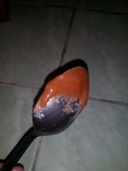 caramel on spoon