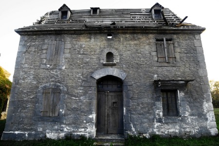 A creepy old abandoned house.