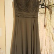 Dyeing a Bridesmaid Dress - dark grey dress on hanger