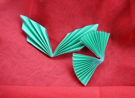 Pleated Paper Butterfly - bend both pieces in half