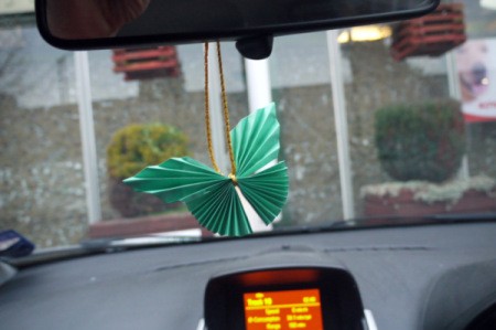 Pleated Paper Butterfly - hang from car mirror