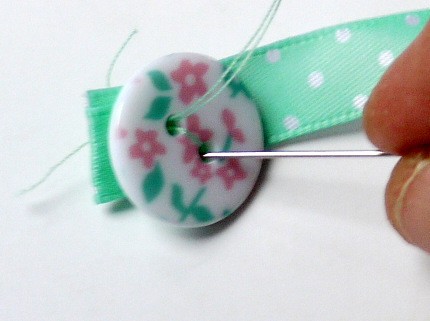 Elasticated Ribbon Bookmark - sew on button