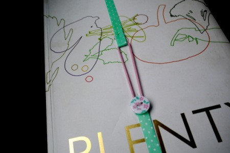 Elasticated Ribbon Bookmark - fold ends over the cover and button
