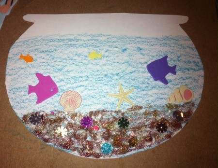 Dr. Seuss Paper Fish Bowl - bowl with fish stickers and confetti