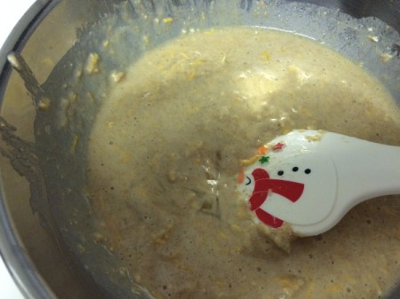 mixing wet and dry ingredients together