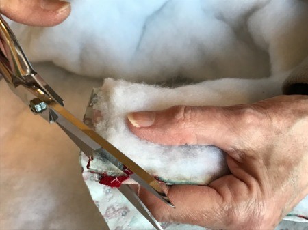 Whole Cloth Tied Quilt with Ric Rac Trim - clip corners