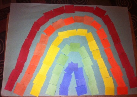 Paper Rainbow Mosaic - finished rainbow paper mosaic