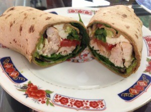 Chicken wrap on plate