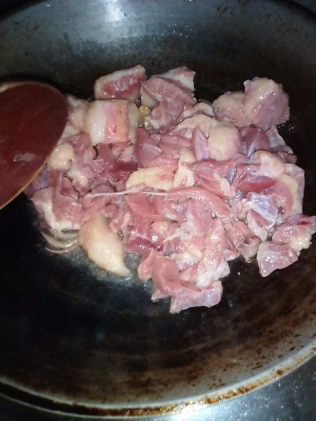 stew beef added to skillet