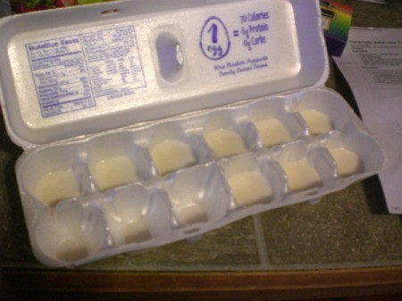 Homemade Watercolor Paint Recipe - spoon into egg carton cups