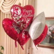 A bunch of Valentine's day themed balloons from the Dollar Tree.