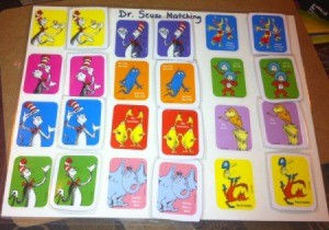 Dr. Seuss Matching Game - game board with matches made