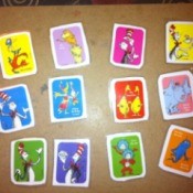Dr. Seuss Matching Game - place other set of matching stickers on separate piece of paper cut and laminate