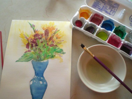 Homemade Watercolor Paint Recipe - paints and a picture paints using them